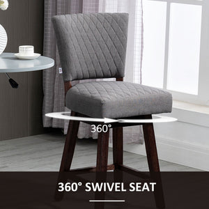 English Elm Homcom Swivel Counter Stools Set of 2 Quilted Seat Rubberwood Legs Kitchen Pub W2225P217130