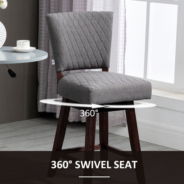 English Elm Homcom Swivel Counter Stools Set of 2 Quilted Seat Rubberwood Legs Kitchen Pub W2225P217130