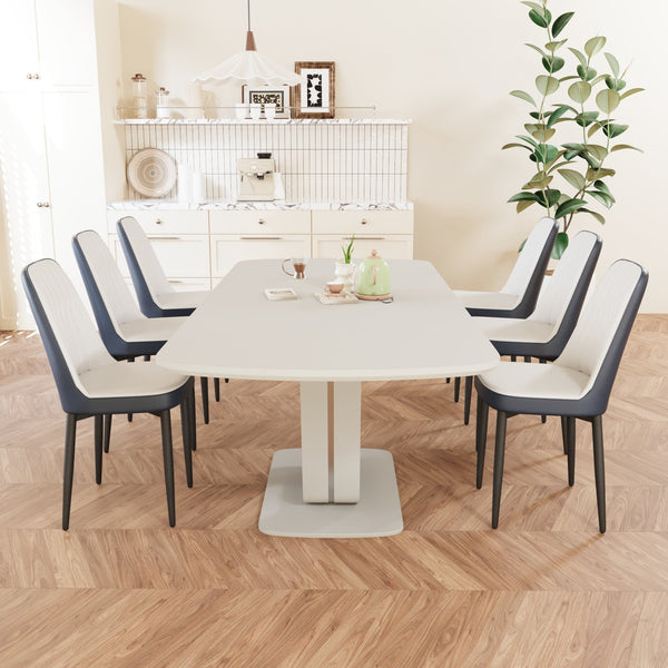 English Elm 62.99-78.74" Expandable Dining Table Set For 2-8 With 6 Padded Chairs – Stylish & Versatile Design! W2189S00717