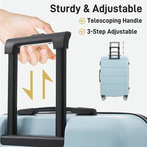 English Elm 6 Piece Hardshell Abs Travel Set with Spinner Wheels Combination Lock and Toiletry Bag Light Blue N732P391314N