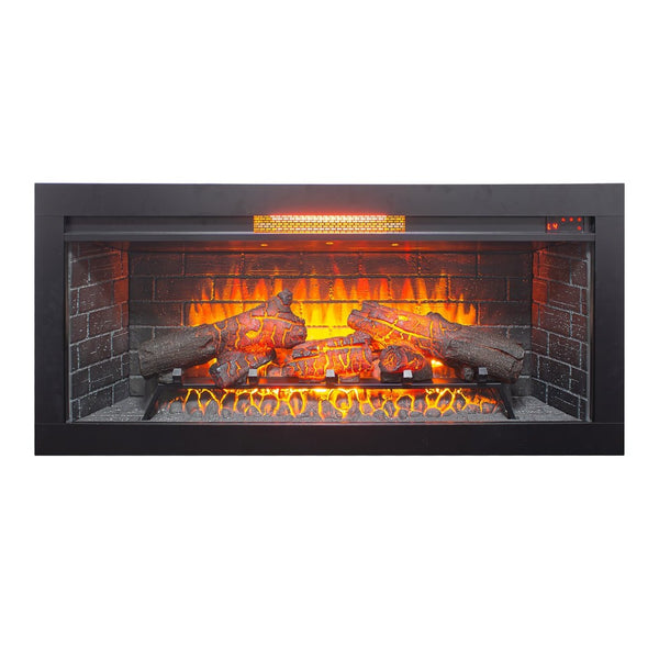 English Elm 42 Inch Infrared Quartz Fireplace Insert with 3d Flame Effect and Built-in Speaker W1769P405043