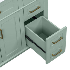 English Elm 36" Green Modern Bathroom Vanity with Ceramic Sink, 4 Soft-Close Drawers & Doors, Solid Wood Build N729P253935F