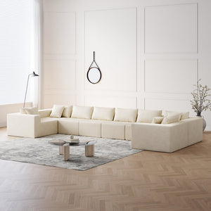 English Elm 188-Inch Corduroy Modular L Shaped Sectional Sofa with Extra-Wide Seating, No Assembly Required Beige W834S00471