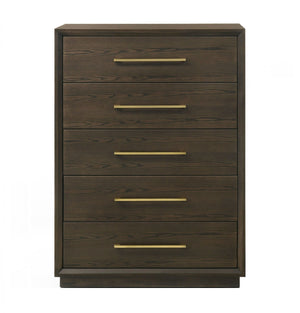 VIG Furniture Modrest Manhattan - Contemporary Cherry and Gold Chest VGMA-BR-127-CST-CRY