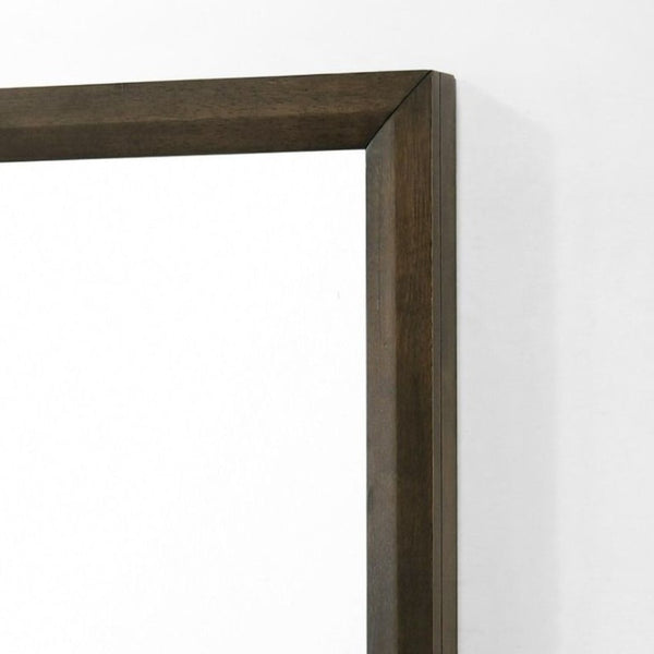 VIG Furniture Manhattan Brown Oak Mirror — 40"X42" Contemporary Solid Wood Frame, Minimalist Warm Elegance VGMA-BR-127-MIR-CRY