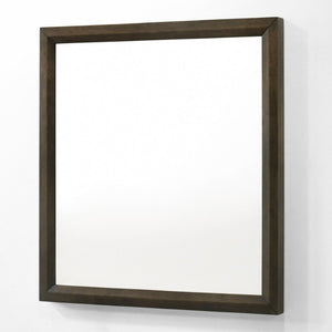 VIG Furniture Manhattan Brown Oak Mirror — 40"X42" Contemporary Solid Wood Frame, Minimalist Warm Elegance VGMA-BR-127-MIR-CRY