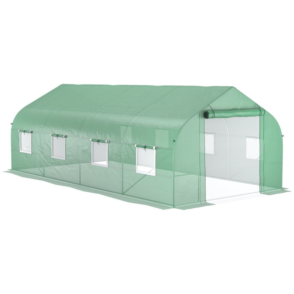 English Elm Outsunny Walk-in Tunnel Greenhouse Steel Hoop Frame with Mesh Ventilation Garden W2225P217789
