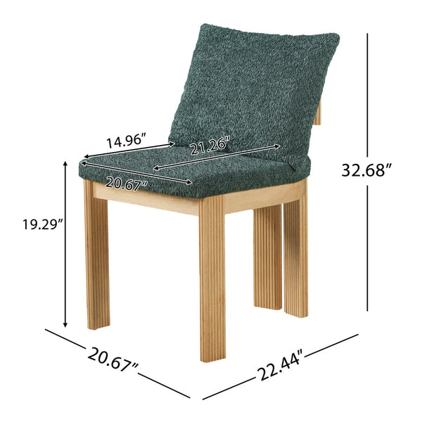 English Elm Indoor Boucle Upholstered Dining Chairs Rubberwood Frame Set of 2 for Modern Spaces N779P379862G