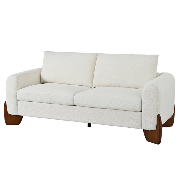 English Elm U_style Bouclé 3 Piece Living Room Sofa Set with Loveseat and Two Accent Armchairs Beige WY000479AAA