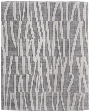 Feizy Rugs Peconic Handcrafted Wool Area Rug - Modern Geometric Design With High-low Pile For Any Space Gray,Ivory Wool T23t8009ivyblkf00