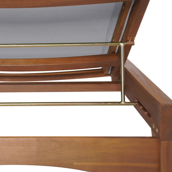 English Elm Christopher Knight Home® - OUTDOOR Chaise Lounge with Acacia Wood Frame and Breathable Mesh Seating for Durable Outdoor Comfort Grey,Natural 63.5 L x 31.25 W x 6 H N776P286344E