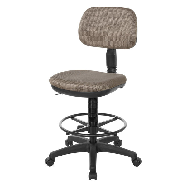 OSP Home Furnishings Sculptured Ergonomic Drafting Chair with Pneumatic Lift Footrest and Chrome Nylon Base DC517-294