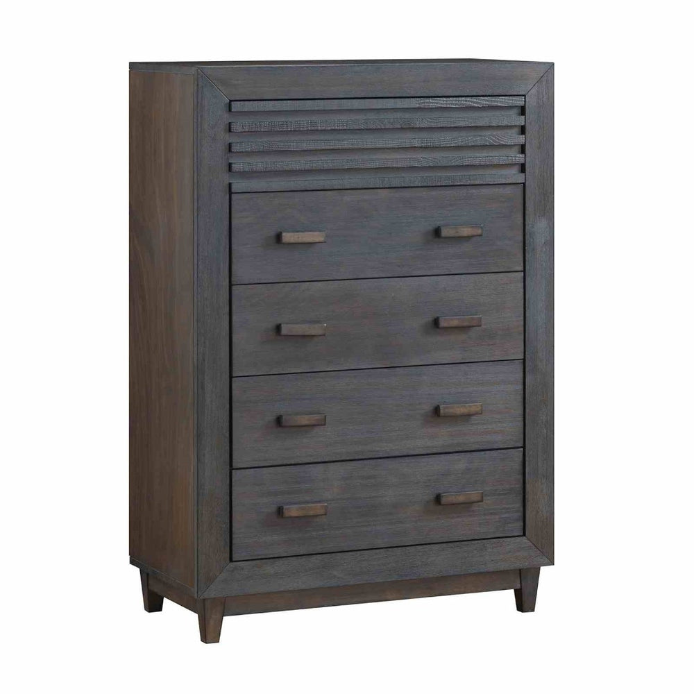 English Elm Transitional Hardwood Bedroom Chest Slat Front Mortise Tenon Joinery Charcoal Brown B2741P416522