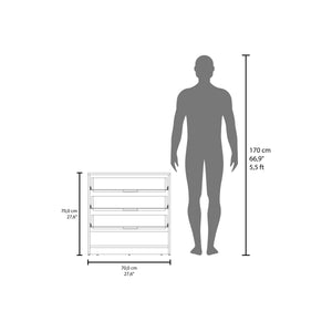 English Elm Alder 27" High Three Drawer Dresser with Open Shelf — Compact Matte Gray & Oak Accent Storage Piece B070P337064