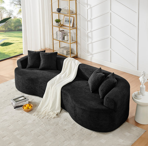 English Elm Modern Curved 4-Seater Sectional Sofa – Plush Chenille Comfort, Minimalist Design, No Assembly Needed W1413S00104