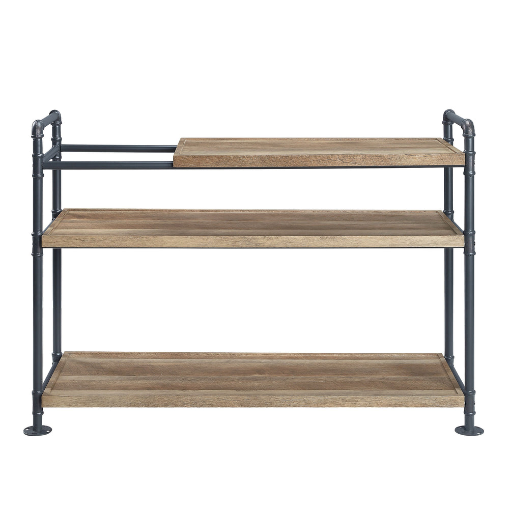 English Elm Brantley Industrial Bookshelf with Water Pipe Metal Frame, Powder-Coated Finish & 3 Wide Shelves Sand 50 L x 22 W x 5 H B2726S00193