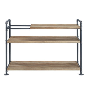 English Elm Brantley Industrial Bookshelf with Water Pipe Metal Frame, Powder-Coated Finish & 3 Wide Shelves Sand 50 L x 22 W x 5 H B2726S00193