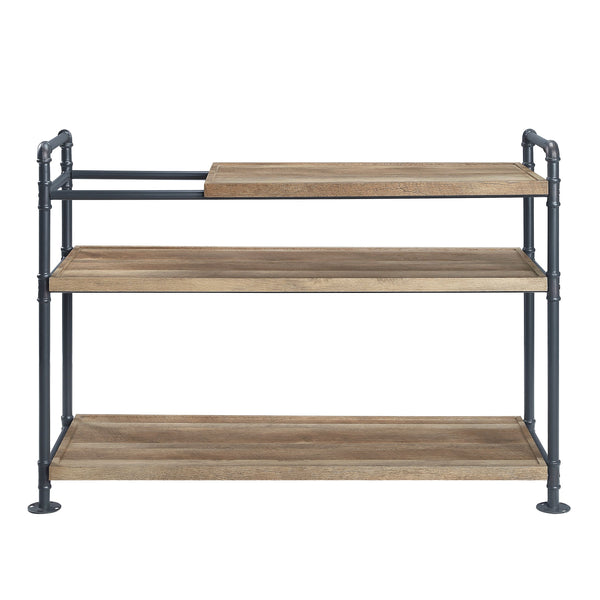 English Elm Brantley Industrial Bookshelf with Water Pipe Metal Frame, Powder-Coated Finish & 3 Wide Shelves Sand 50 L x 22 W x 5 H B2726S00193