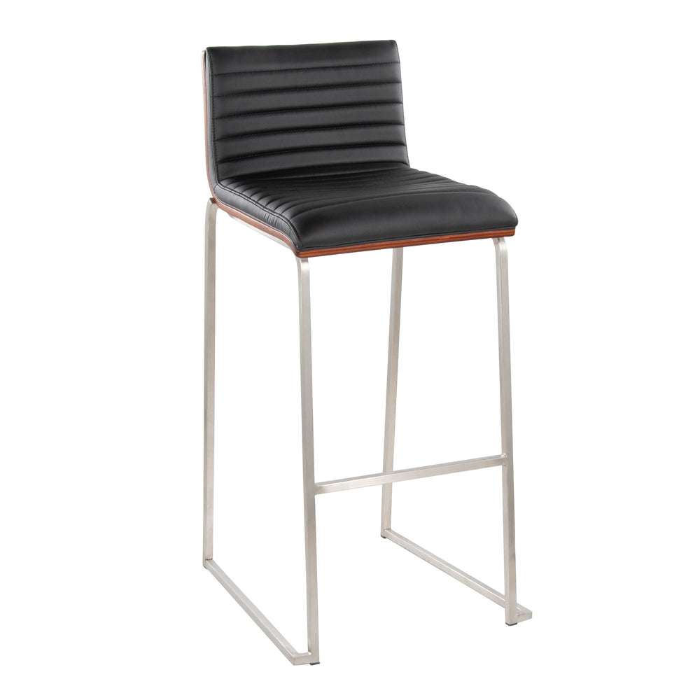 English Elm Mason Mara 30" Fixed-Height Barstools In Stainless Steel & Walnut Wood - Stylish Set Of 2 For Home Bars B202P222251