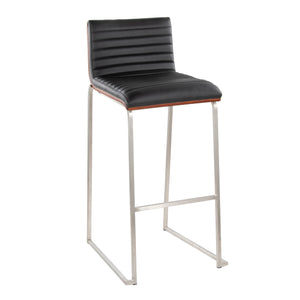 English Elm Mason Mara 30" Fixed-Height Barstools In Stainless Steel & Walnut Wood - Stylish Set Of 2 For Home Bars B202P222251
