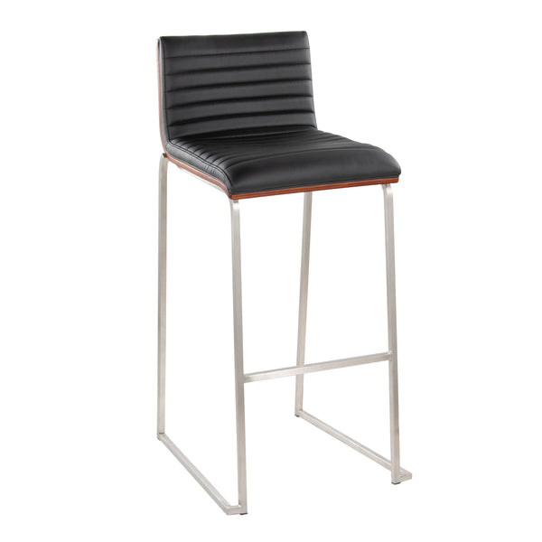 English Elm Mason Mara 30" Fixed-Height Barstools In Stainless Steel & Walnut Wood - Stylish Set Of 2 For Home Bars B202P222251
