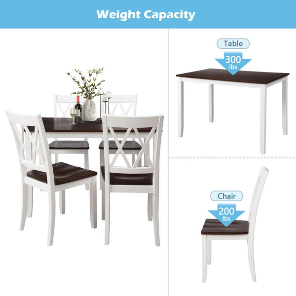 English Elm Topmax Five Piece X-back Dining Set with Solid Wood Legs and Acacia Veneer Top N717S000088K