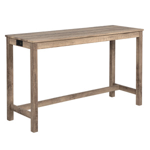 English Elm 4-Piece Bar Table Set With Power Outlet & 3 Padded Stools - Stylish Dining & Work Solution For Small Spaces W1998P193826