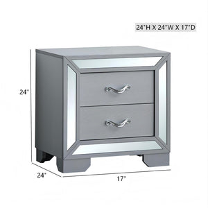 English Elm Murry Silver Mirrored Nightstand with Chrome Handles for Glam Bedroom Decor B078P473042