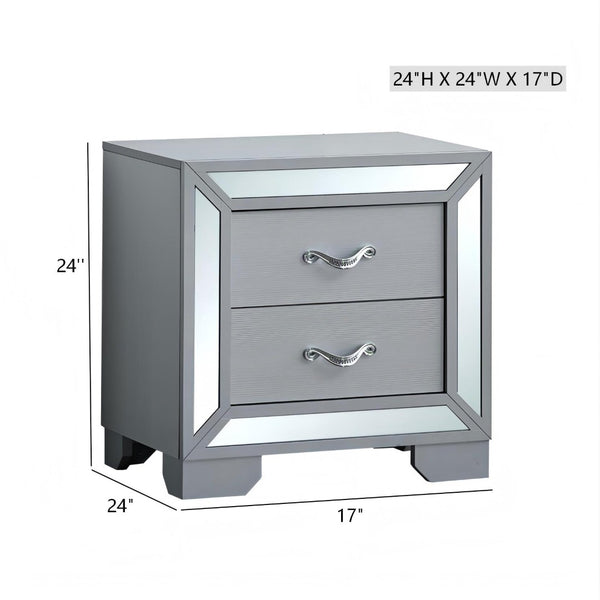 English Elm Murry Silver Mirrored Nightstand with Chrome Handles for Glam Bedroom Decor B078P473042