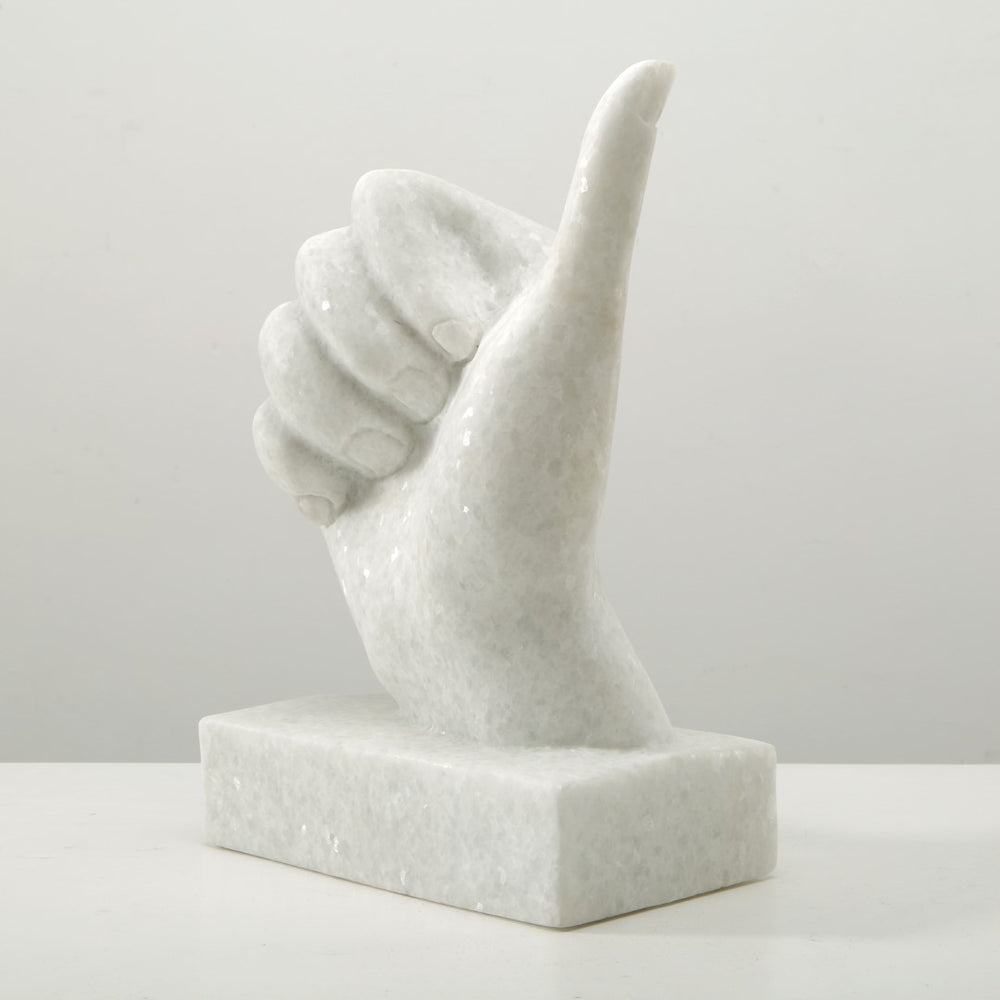 Lilys Thumbs Up White Marble 8X4X12H 8283-W