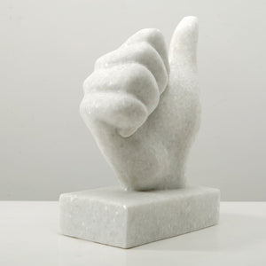 Lilys Thumbs Up White Marble 8X4X12H 8283-W