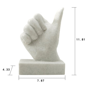 Lilys Thumbs Up White Marble 8X4X12H 8283-W