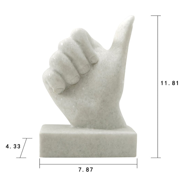 Lilys Thumbs Up White Marble 8X4X12H 8283-W