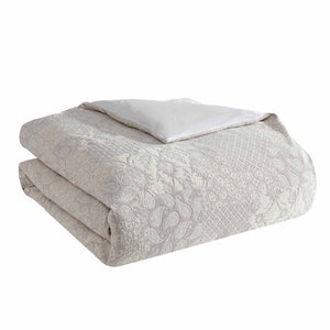 English Elm Paisley King Comforter Cover Set - Soft Cotton, Textured Jacquard, Elegant Ivory, Machine Washable B340P341948-GIGA