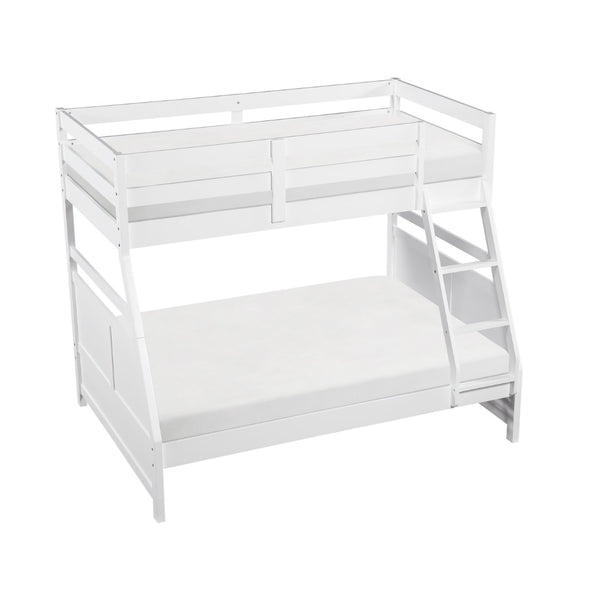 English Elm Bunk Bed Twin Over Solid Wood Frame with Guard Rails for Kids Shared Rooms White B011S02318