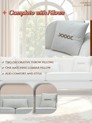 English Elm FX-P11-CW Modern 87.4" 3-Seater Sofa Upholstered Plush Fabric, Pocket Springs, Foam, Metal Legs W576P360570