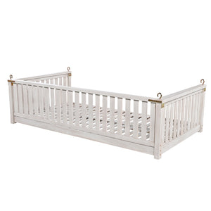 English Elm Topmax Acacia Wood Porch Swing Bed Sloped Frame Outdoor Lounger for Backyard Patio White WF319383AAK