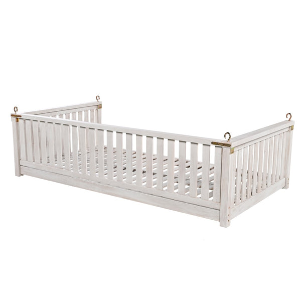 English Elm Topmax Acacia Wood Porch Swing Bed Sloped Frame Outdoor Lounger for Backyard Patio White WF319383AAK