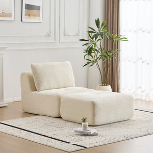 English Elm Modern Modular Memory Foam Sofa - Stylish Pet-Friendly Chaise Lounge With Movable Ottoman, Beige W3723P346956