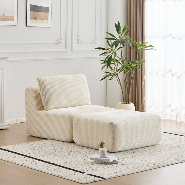 English Elm Modern Modular Memory Foam Sofa - Stylish Pet-Friendly Chaise Lounge With Movable Ottoman, Beige W3723P346956
