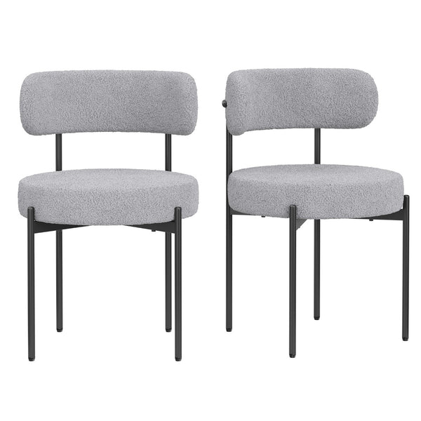 English Elm Dining Chair Set of 4 Sherpa Upholstered Button Tufted Mid Century Modern Seating T3623P431463