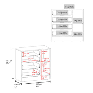 English Elm Wenge Modern 4-Drawer Dresser with Side Cabinet for Organized Storage, Rich Wenge Finish Elegance B062P373790