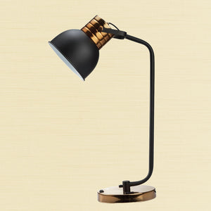 English Elm Luxury Curved Stem Table Lamp Black with Antique Gold Accents, Metal Shade & Circular Base, 22" tall B2741P317235