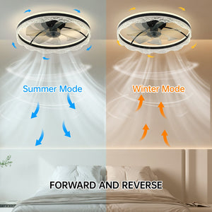 English Elm 24" Modern Quiet Ceiling Fan with LED Crystal Flush Mount, Hidden Blades, Dimmable Remote & App Control W2312P368706