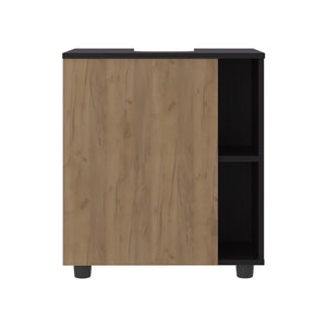 English Elm Under Sink Storage Cabinet with 2 Doors and Shelves — Sleek Oak & Black Wengue Finish for Bathrooms Natural+Black 27.17 L x 21.65 W x 5.91 H B097P395904