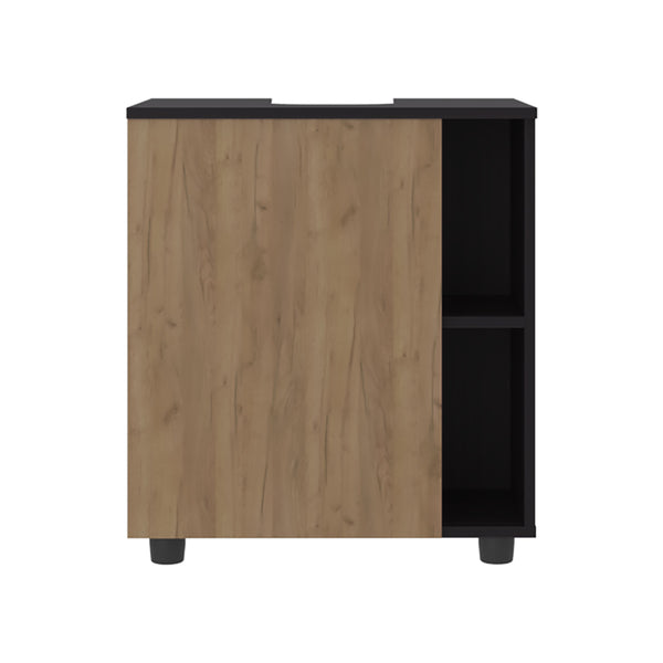 English Elm Under Sink Storage Cabinet with 2 Doors and Shelves — Sleek Oak & Black Wengue Finish for Bathrooms Natural+Black 27.17 L x 21.65 W x 5.91 H B097P395904