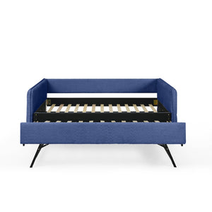 English Elm Full Size Boucle Daybed with Pop up Trundle Tufted Upholstered Sofa Sleeping Blue W1413S00176