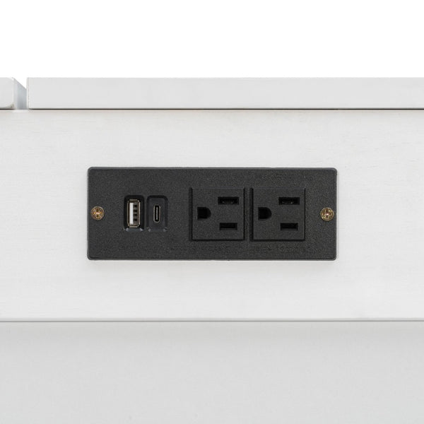 English Elm Queen Murphy Wall Bed Cabinet with Storage Drawer Built-in Power Outlets Usb Ports White LP000400AAK-1