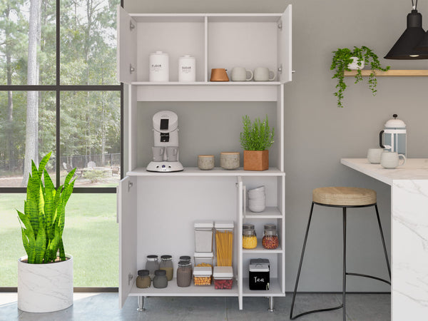 English Elm Kitchen Pantry Cabinet with Six Doors, Ten Shelves & Large Drawer for Maximum Organized Storage White 42 L x 21 W x 5 H B097S00095