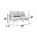 English Elm 5 Pieces Outdoor All-Weather Conversation Set, Sectional Sofa, Aluminum Couch - Light Gray Cushions